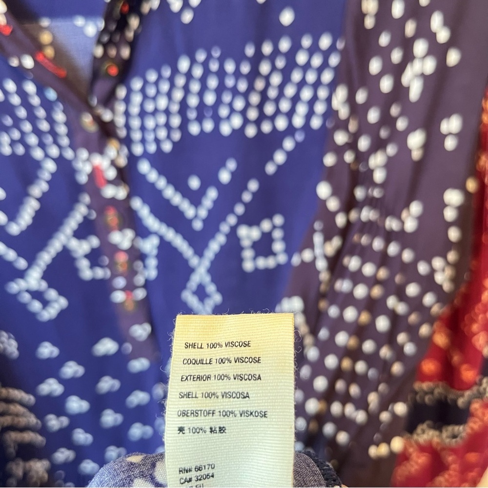 Free People Shibori Mini swing dress Tunic blouse XS Long balloon sleeves top - Picture 7 of 10